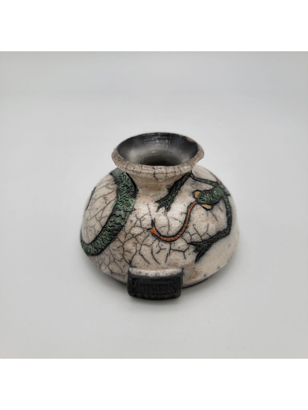 Vintage Mother's Jugs Raku Pottery Vase With Lizard